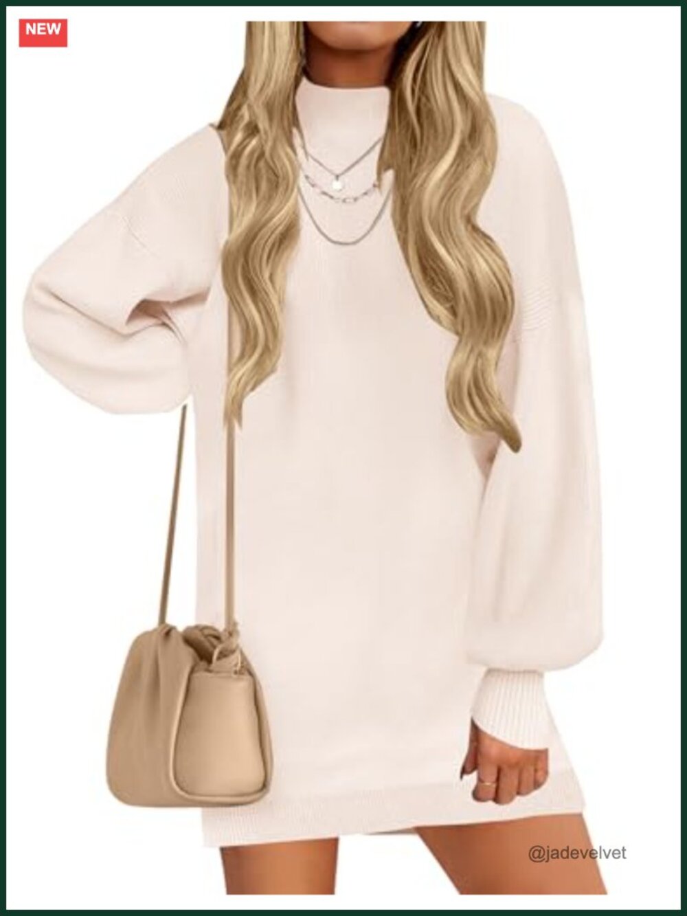 Mock Neck Knit Mini Sweater Dress Long Sleeve Ribbed Fall Winter